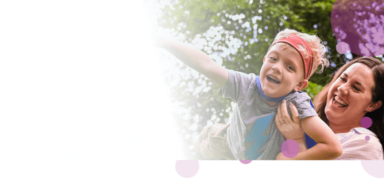 Caleb, a 7-year-old living with NF1 PN, playing with  his mom